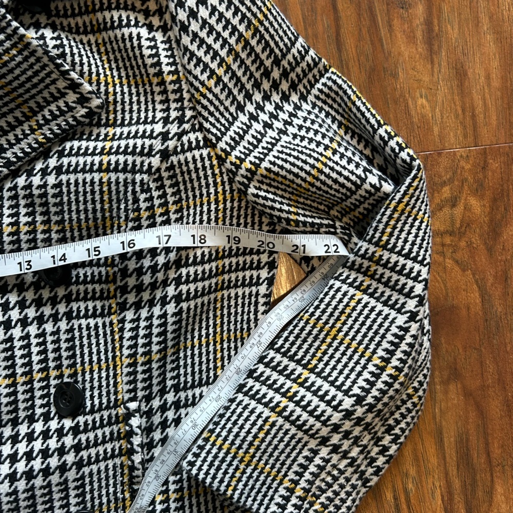 Women’s Black and White Plaid Peacoat Jacket - Picture 6 of 6